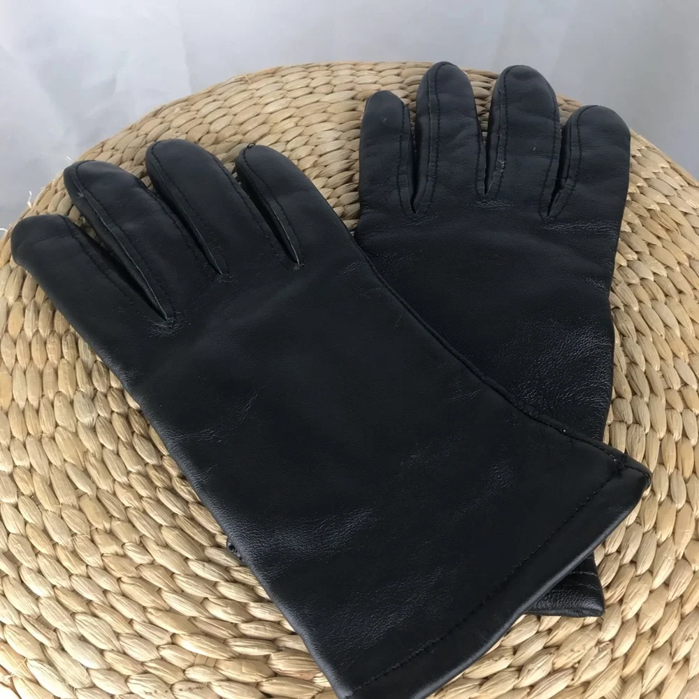 Black Leather Gloves Size 7